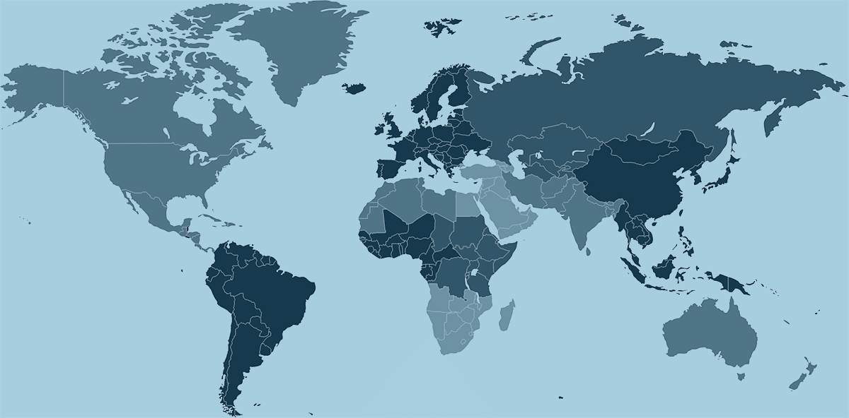 World map showing SIM ministries